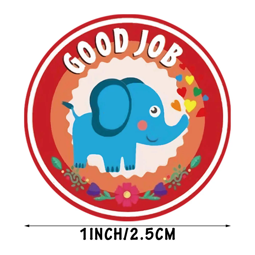 1 Inch Face Stickers For Kids 50-500pcs Reward Stickers 'WOW! KEEP IT UP' Encourage Labels Cute Animals Motivational Sticke