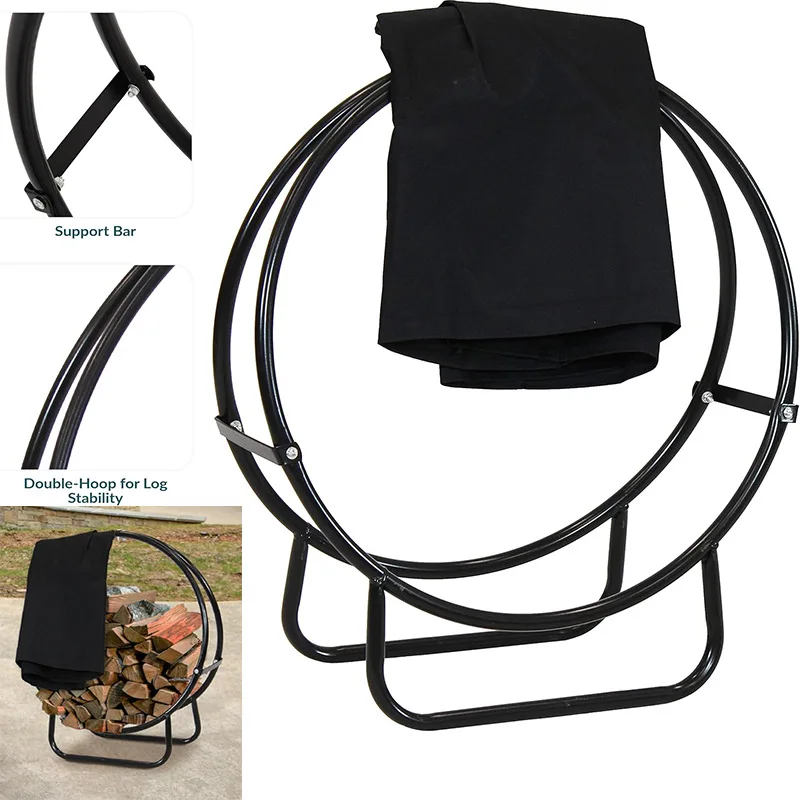 

Simple Ring Firewood Rack Backyard Heavy Firewood Rack Indoor Fireplace Outdoor Wood Storage Rack Cross-border Special Supply
