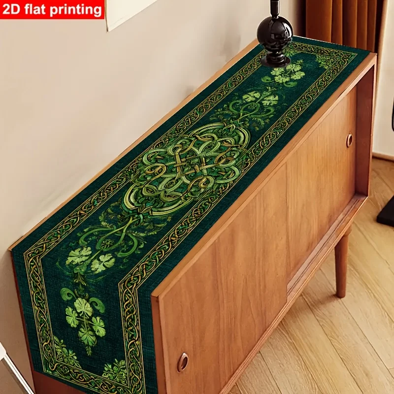 Chemin de table élégant de couleur vert-bleu doux, design irlandais, 1 pièce, pour la Saint-Patrick, événements de mariage, buffet, café