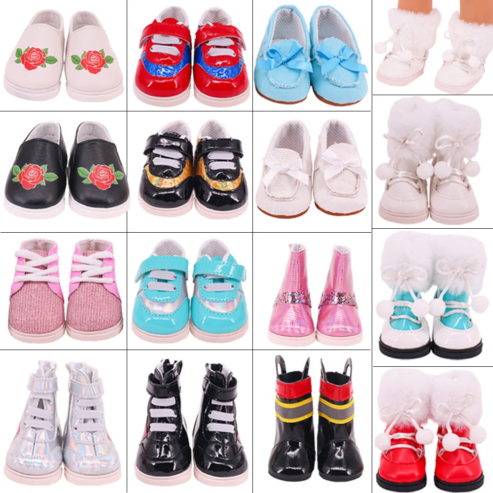 Doll Shoes Boots Handmade Plush Boots 7Cm Shoes For 18 Inch American&43Cm Baby New Born Doll Accessories Our Generation Girl`Toy