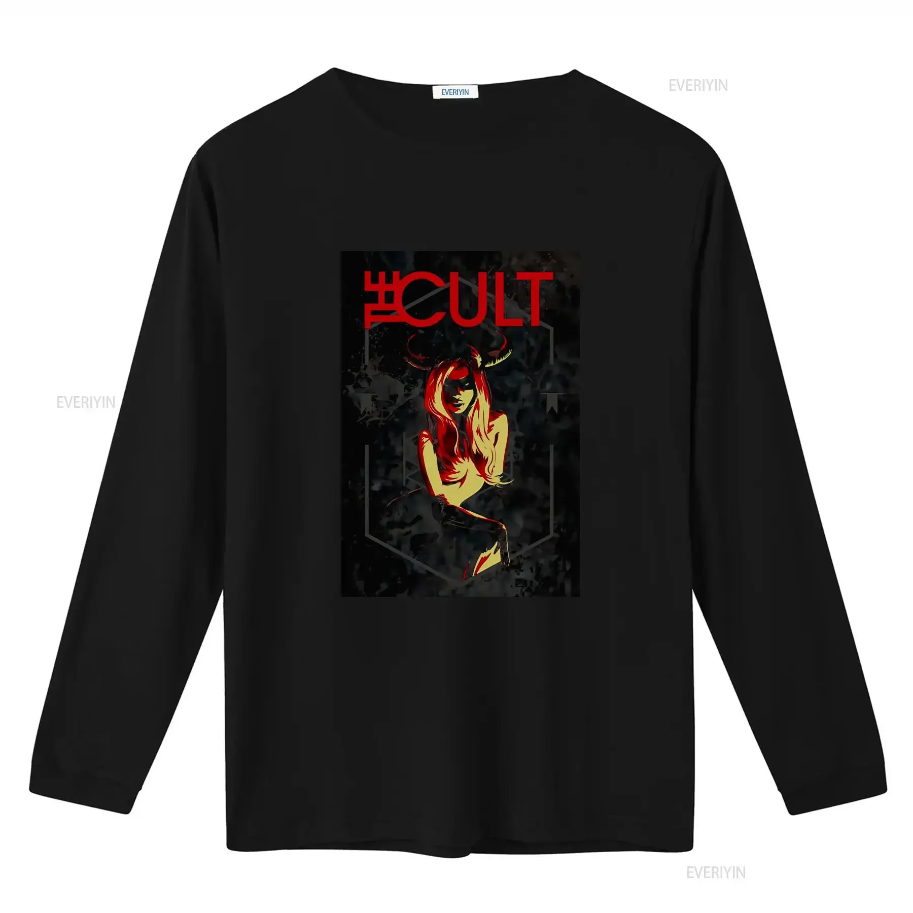 The Cult Rock Concert Music Cotton T shirt with Devil Girl Print Ian Astbury Under Midnight Sun vintage Washed Unisex Stretched