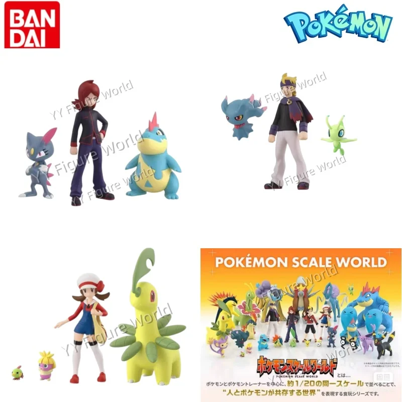 figuras-de-anime-originales-de-bandai-mundo-a-escala-pokemon-region-de-johto-kotone-bayleef-silver-croconaw-morty-celebi