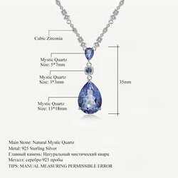 GEM'S BALLET 925 Sterling Silver Classic Jewelry 10.68C Natural Iolite Blue Mystic Quartz Pendant Necklace for Women Wedding
