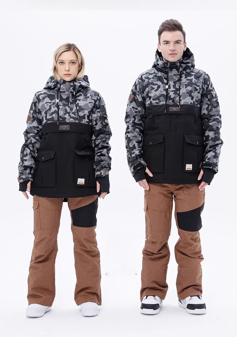 LTVT-ropa de Snowboard para hombre y mujer, traje de nieve a juego de colores, grueso, acolchado, impermeable, doble tabla, nuevo conjunto de esquí