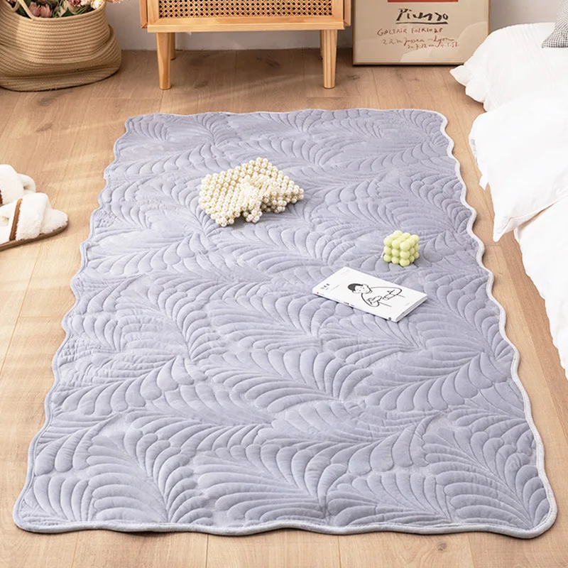 

Pop Flannel Plush Quilted Carpet Non-slip Bottom Floor Mat Soft Baby Creeping Mat Bedroom Area Rugs Thickening Livingroom Carpet