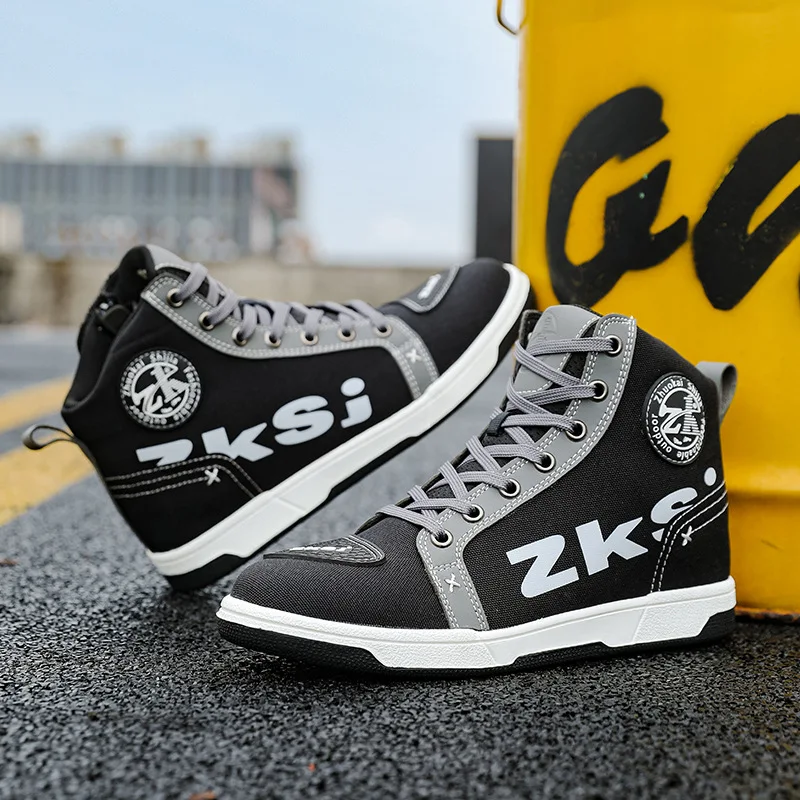 Man Motorcycle Boots Fashion Breathable Anti Slip Men's Motorbike Shoes Motocross Anti-fall Motos Ankle Length Short Boot