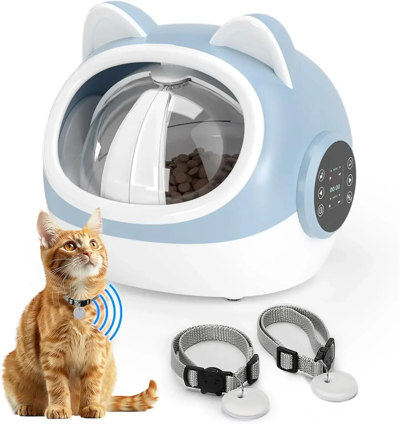

Automatic Food Bowl With Scheduled Feedings Lcd Display Voice Recorder Dual Collar Tags Supports Wet Dry Food Multi Pet Househol