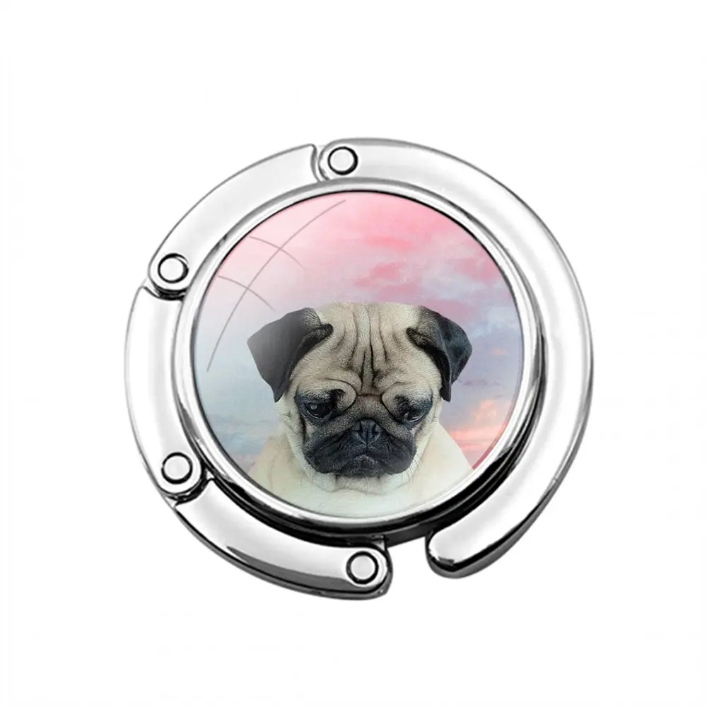 Funny Pug Life Foldable Purse Hook for Women's  Table Handbag Storage Folding Decor Table Hook