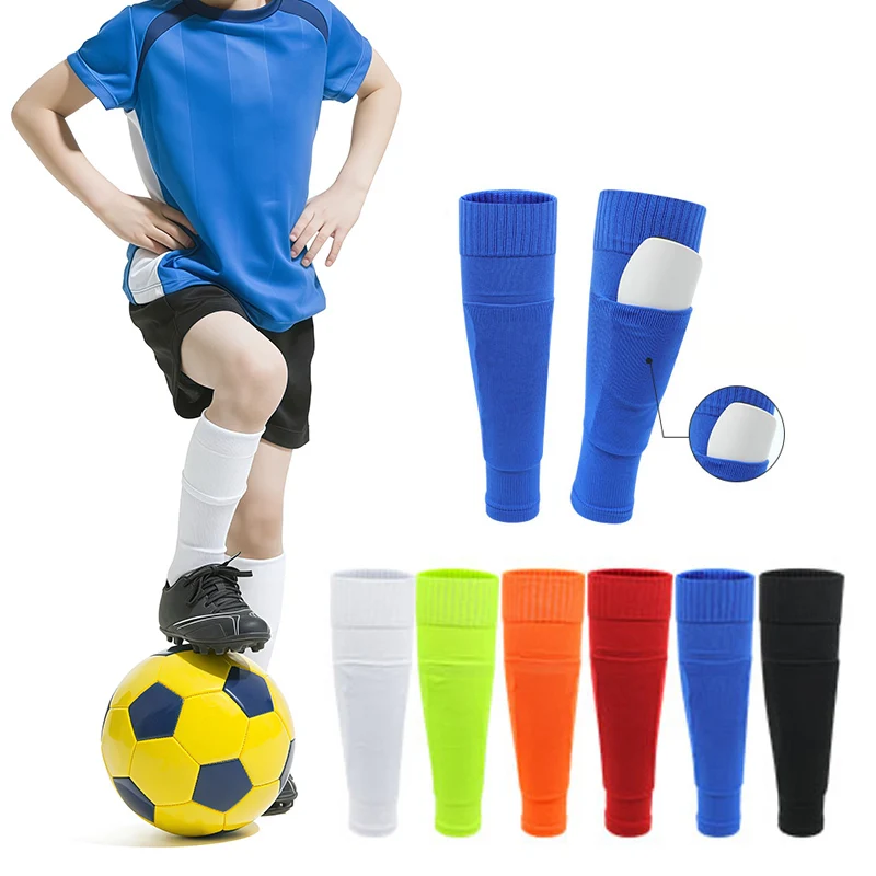 

Integrated Football Compression Calf Sleeves With Pocket For Men Women Kids Style Sports Footless Socks Can Insert Leg Guards