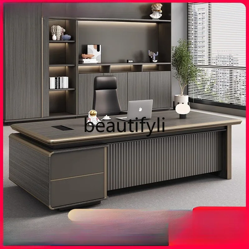 

Simple modern office desk and chair combination office furniture office table light luxury boss table