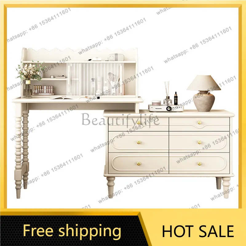FG French all solid wood dresser, chest cabinet, makeup table, American dresser integrated storage cabinet