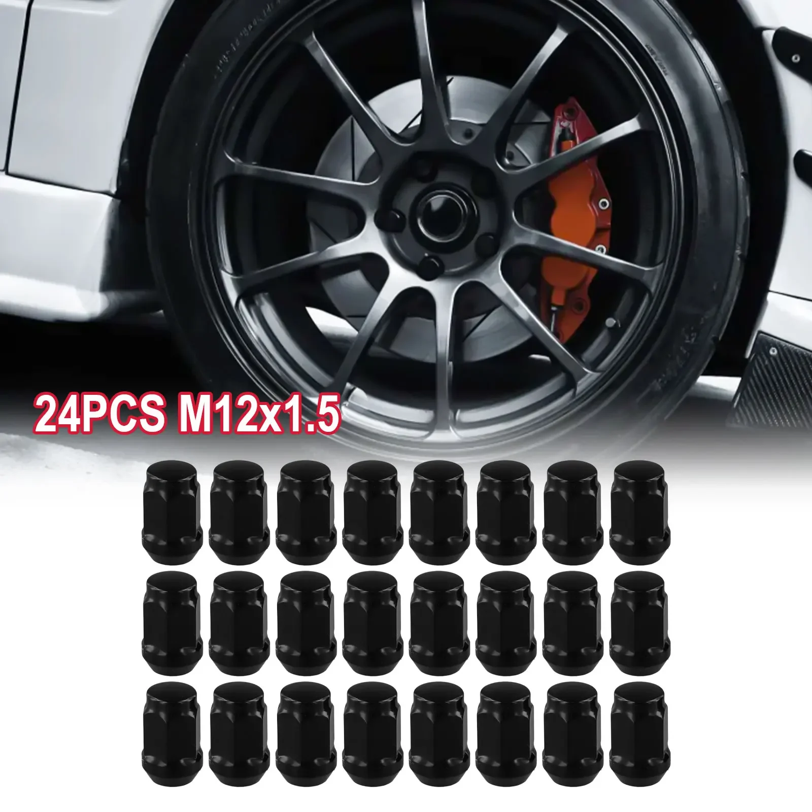 

Brand New Wheel Nuts Lug Nut Socket High Performance Steel 12x1.5 Black Wheel Nuts 19mm(3/4") 19mm(3/4") 24pcs 3/4" Hex
