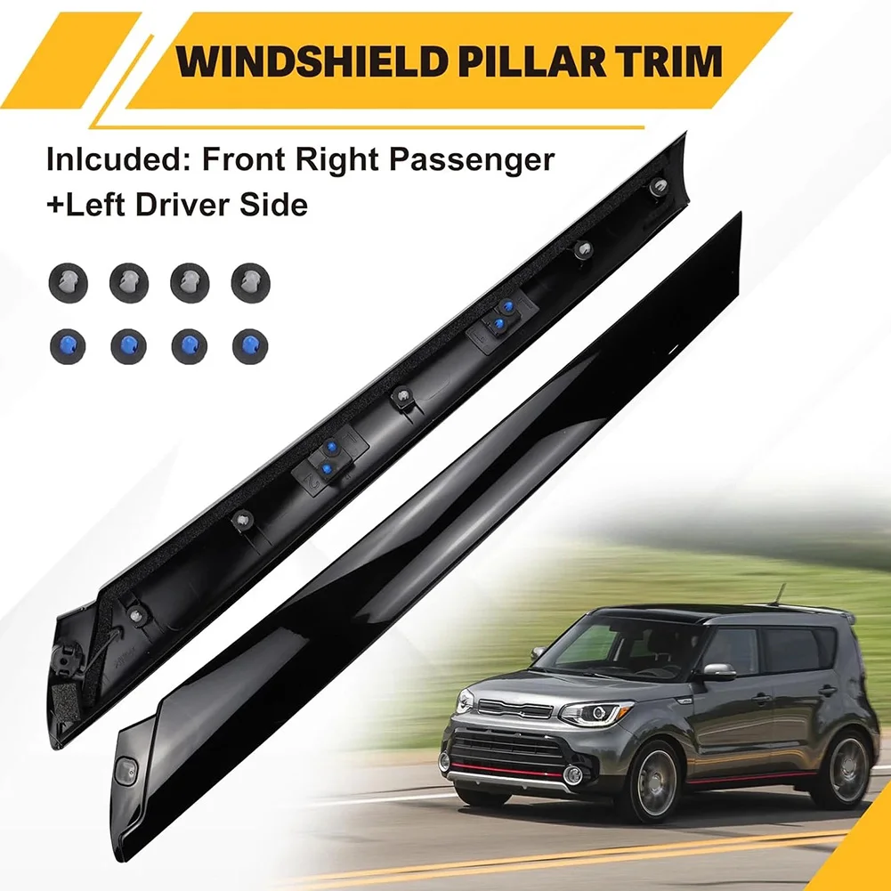 OEM Spec Windshield A Pillar Trim Exterior Molding Garnish Pair For Kia Soul 2014 2015 2016 2017 2018 Part 86170B2000 86180B2000