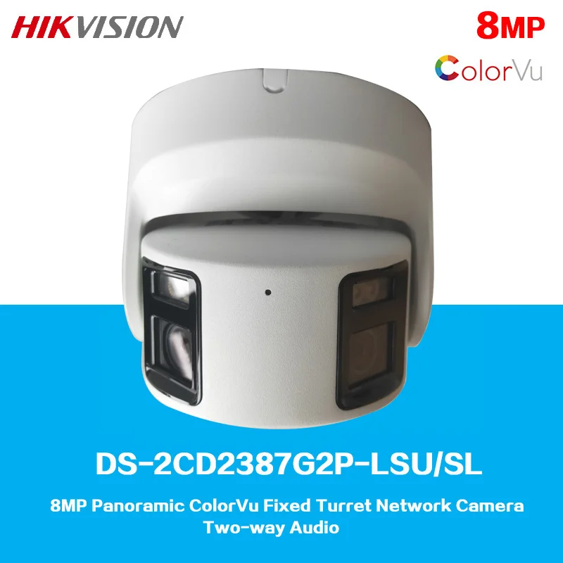 HIKVision 8 MP Panoramic ColorVu Fixed Turret Network Camera DS-2CD2387G2P-LSU/SL Two-way Audio, PoE, Motion Detection,