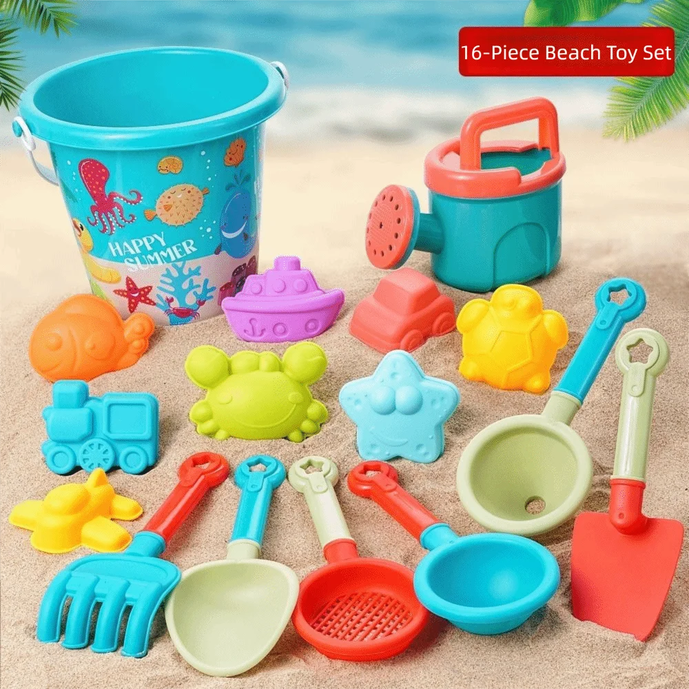 Children's Toy Plastic Bucket Beach Watering Bottle Large Shovel Sand Play Random Color Children Beach Set Sand Digging