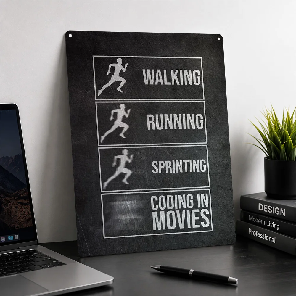 Coding In Movies Personalized 3D Textured Metal Poster Wall Art Vintage Tin Signs for Bathroom Decor Luxury Decoration Home Room