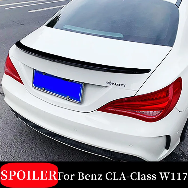 For 2013-2016 Benz CLA-Class W117 180 200 220 250 260 Rear Trunk Lid Lip Spoiler Wings Black Carbon Exterior Tuning Accessories