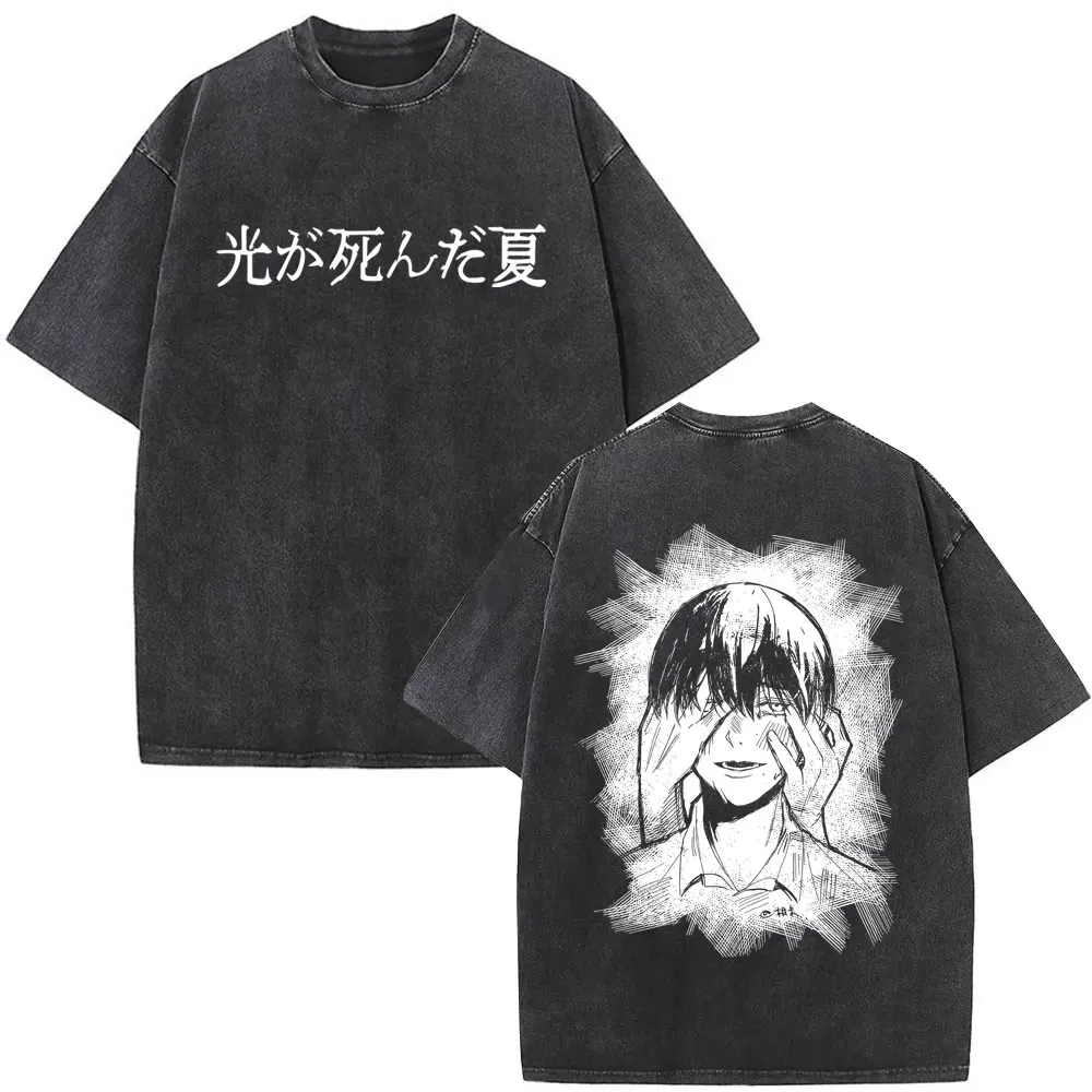 Washed Vintage Anime The Summer Hikaru Died Hikaru Indou Merch T Shirt Men Women Clothing Manga Casual Oversized T-shirt Couple