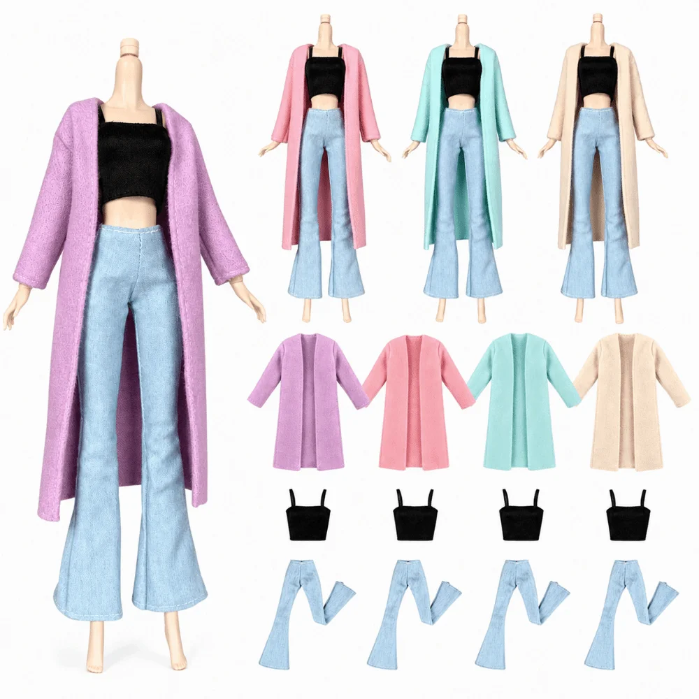 Новый комплект одежды в масштабе 1/6, подходит для кукол 11,5 дюймов: модный топ, длинный кардиган, одежда для супермоделей BB FR.
