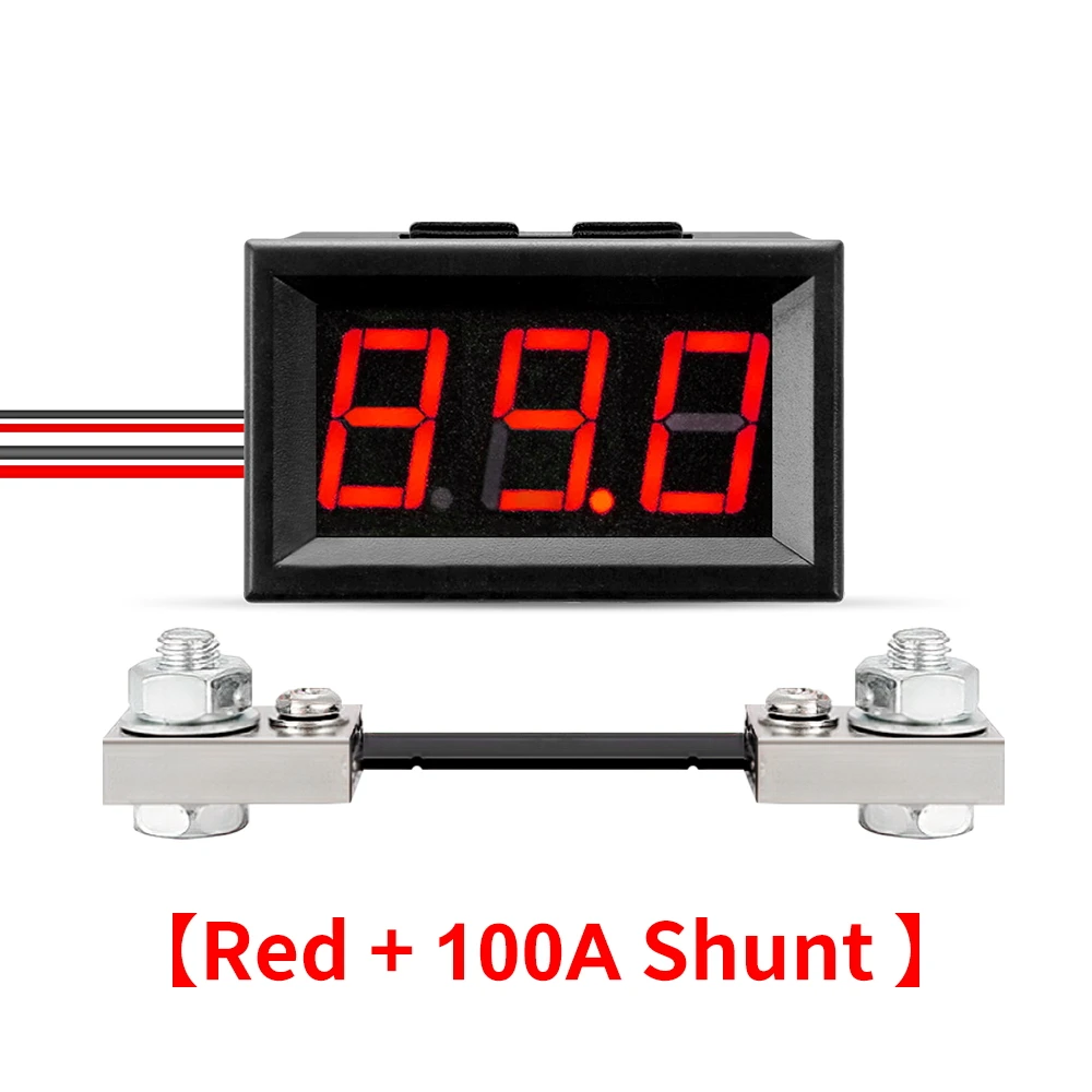 AMP Led عرض اللون 0.56 "مقياس التيار الكهربائي الرقمي تيار مستمر 0-100A 4 أسلاك 3 أرقام سيارة الحالية عداد لوحة مع 100A تحويلة #5