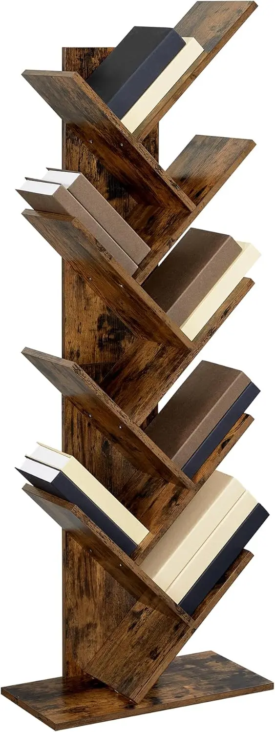 

Книжная полка-дерево, 9-ярусный книжный шкаф, большой стеллаж, компактная угловая полка, книжное дерево, для книг, компакт-дисков, игр, для кровати
