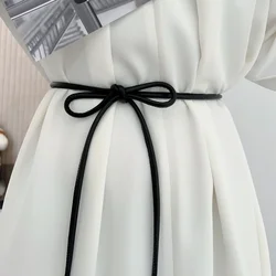 Leather Round Cord Women's Belt Adorned with A Versatile Bow Dress Featuring An Elaborate Knotting Detail