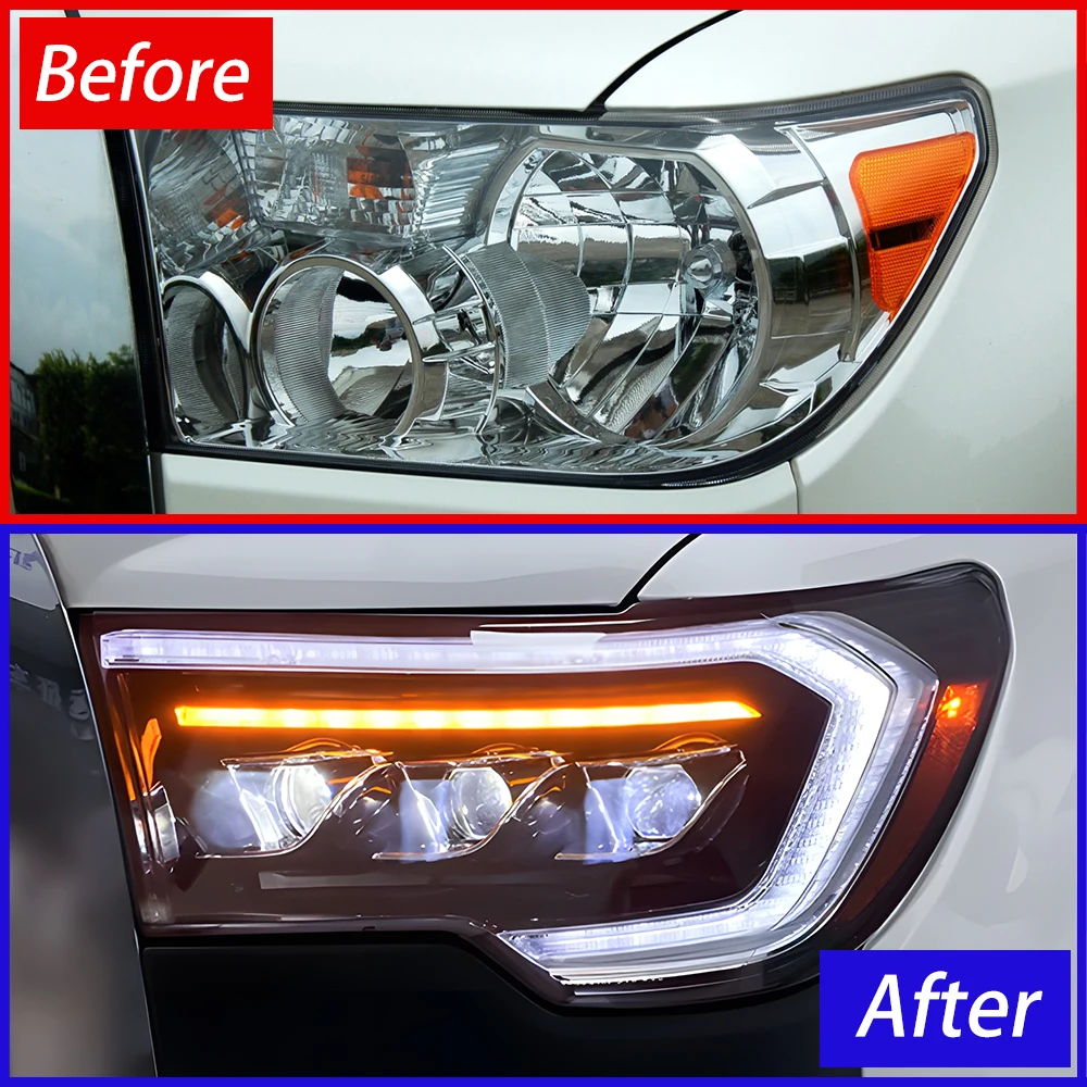 Car Front Lamps For Toyota Tundra Sequoia 2007-2013 LED Auto Headlights Assembly Upgrade Dynamic 3 Projector Lens Accessories