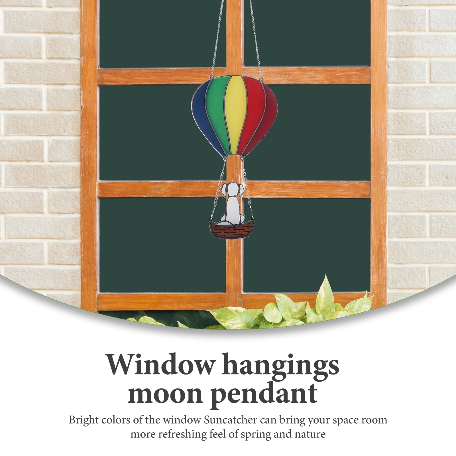 

Rainbow Hot Air Balloon Black Angel Dog Acrylic Light Catcher Decor Garden Hanging Wall Suncatcher Window Panel Stained Glass