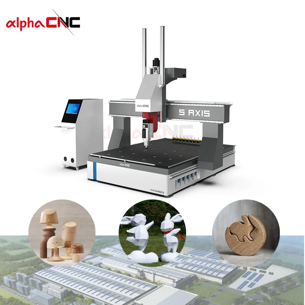 High Quality 5 Axis ATC CNC Router High Precision Wood Acrylic PVC Foam Carving for Woodworking Sculpture 5 Axis CNC Router