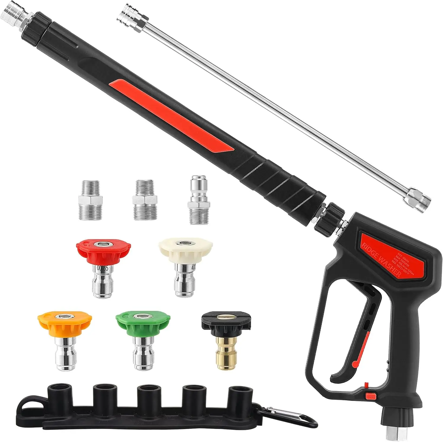 

Pressure Washer Gun 5000 PSI, 12 GPM, Power Washer Gun with Stainless Steel Extension Wand, Detachable M22 14 Male