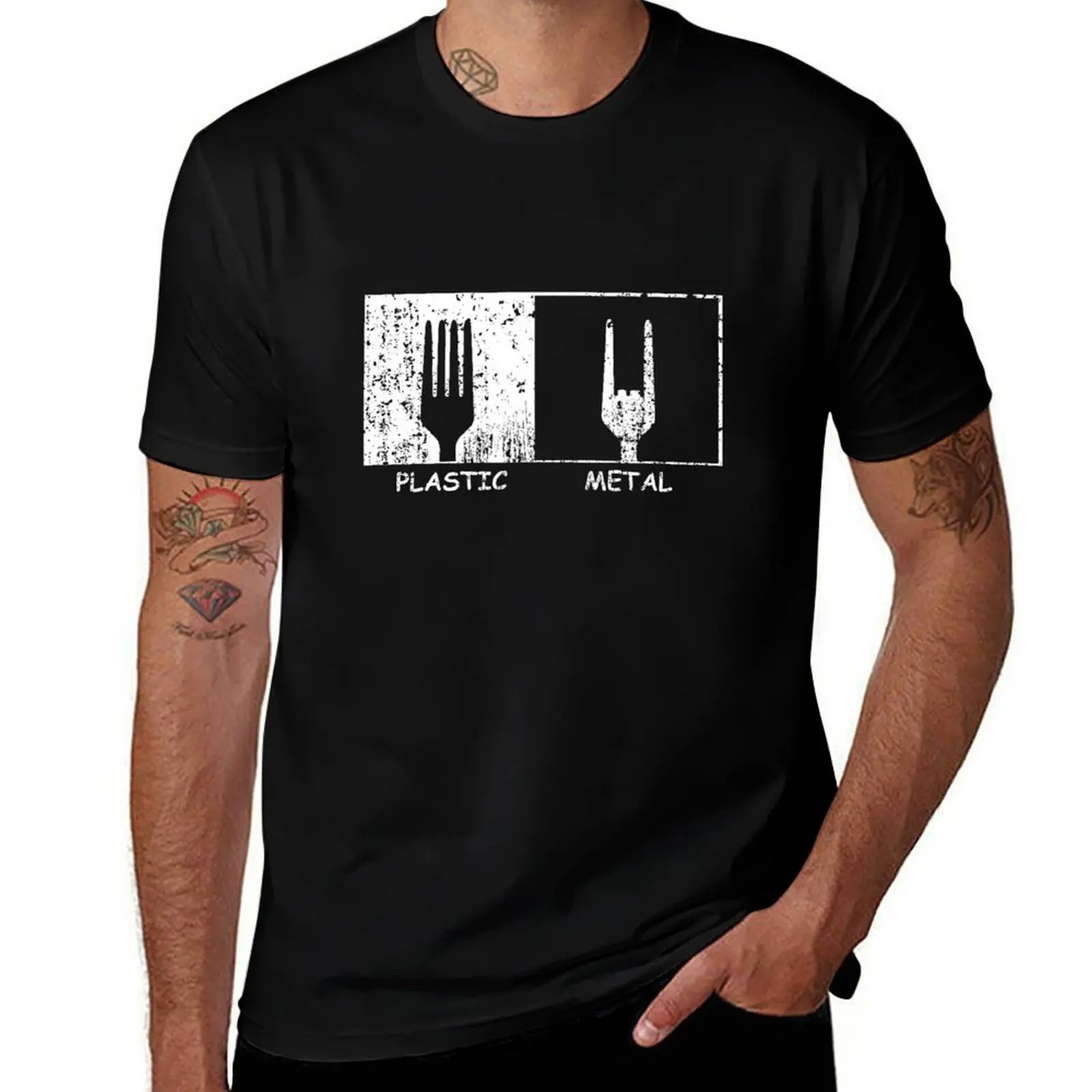 Plastic vs. Metal T-Shirt Big and Tall Casual T-Shirt