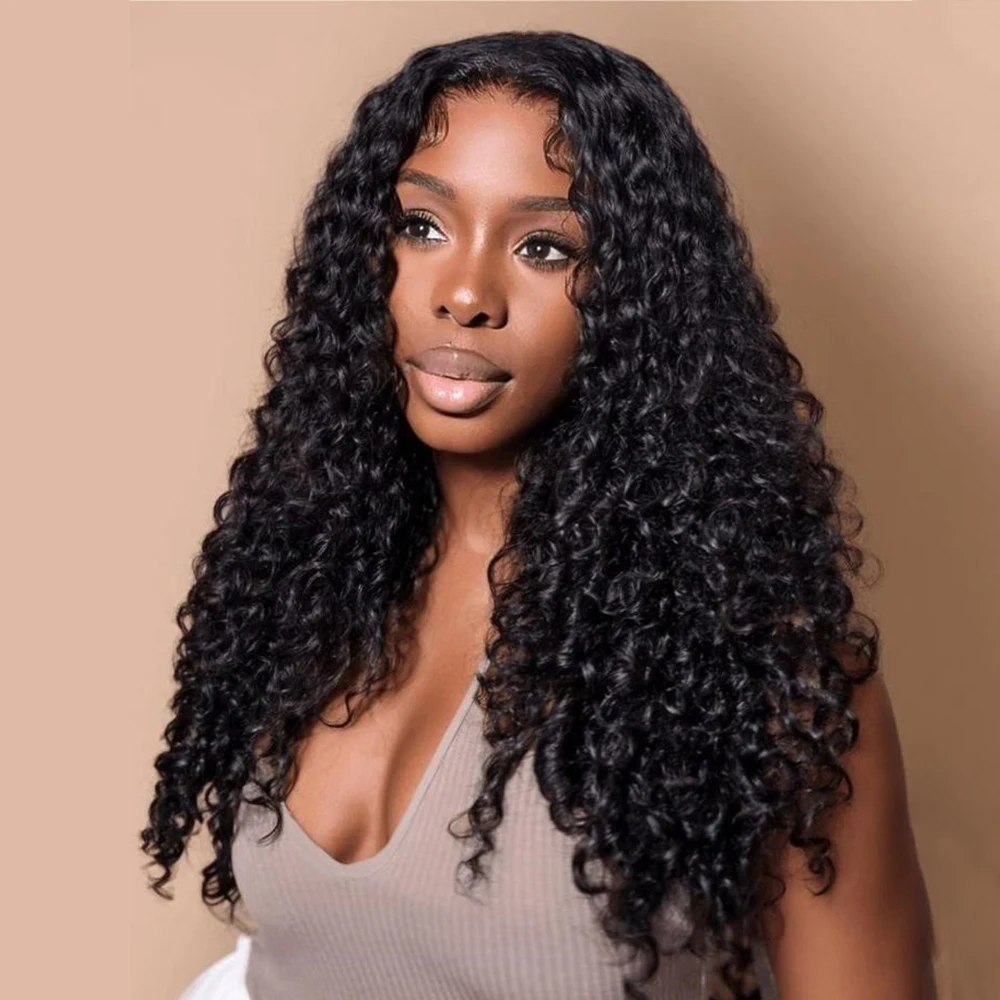 

Полупарики Кудрявые бесклеевые парики со шнурком Бесшовные зажимы Откидной поверх 3 в 1 Полупарик Регулируемая плотность человеческих волос 220%