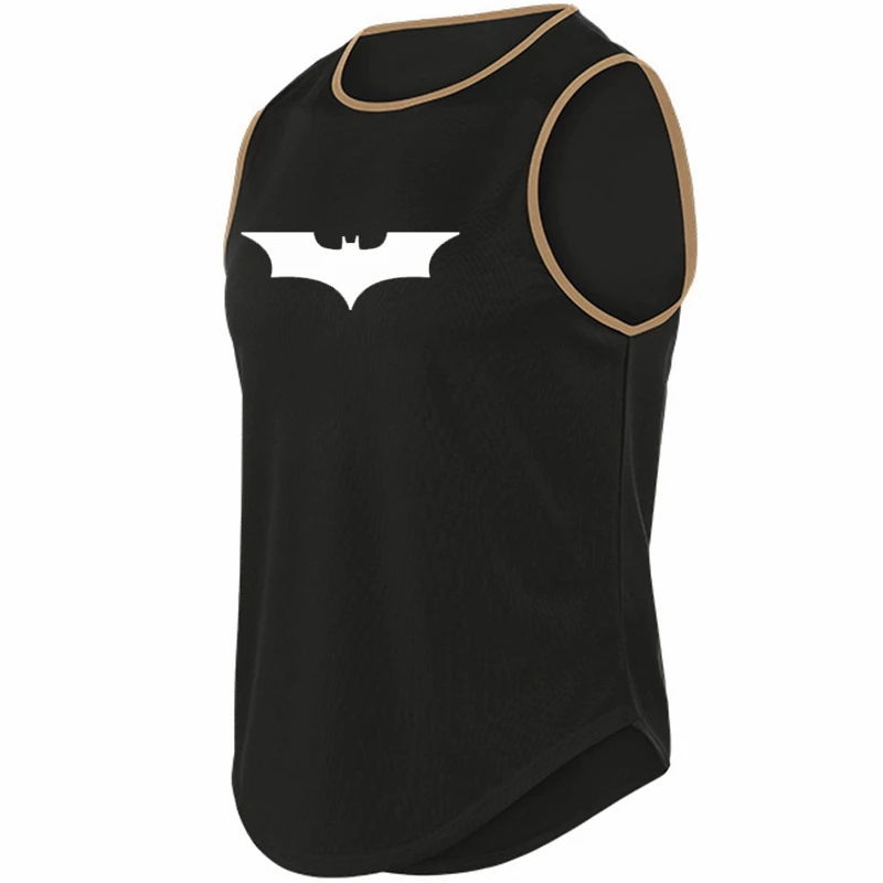 Mens Gym Clothing Mesh Fitness Singlets Black Bat Print Quick Dry Bodybuilding Tank Top Men Muscle Sleeveless Shirt Sports Vest