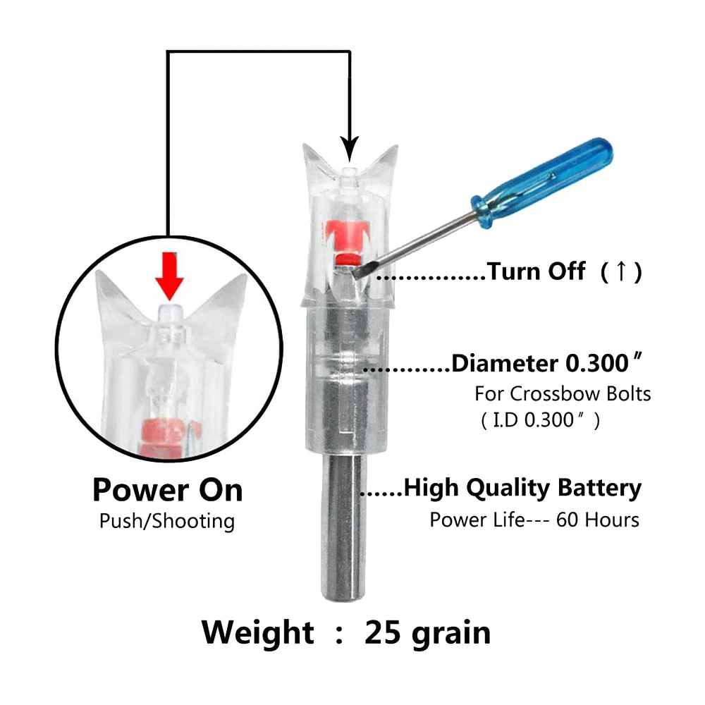 نوك مضيء LED أحمر مع مفتاح 7.62 مم سلسلة بطاقة القطر الداخلي تلقائيًا تضيء القوس والنشاب Nock XQ