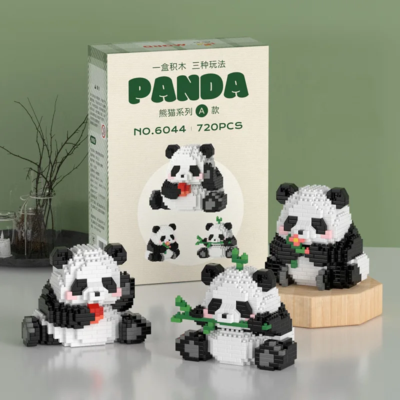 Niedlichen Panda Spielzeug Hobbys Tier niedlichen Kawaii Pandas Stapeln Mikro Bausteine Modell Mini Ziegel Spielzeug für Kinder Geschenke 2024