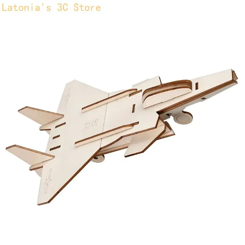 Hands-On Wooden Fighter Jet Project, Aircraft Model Pieces Form a Layered Build for Classroom Activity or Home Project Time X3UB