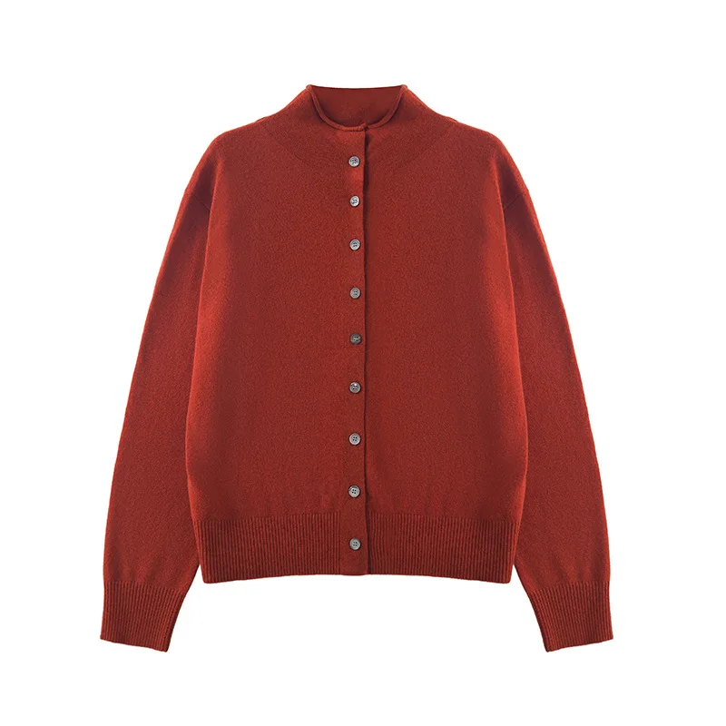 Cárdigan con escote de reloj de arena para mujer, suéter abierto por delante de lana merina suave, abrigo elegante de manga larga