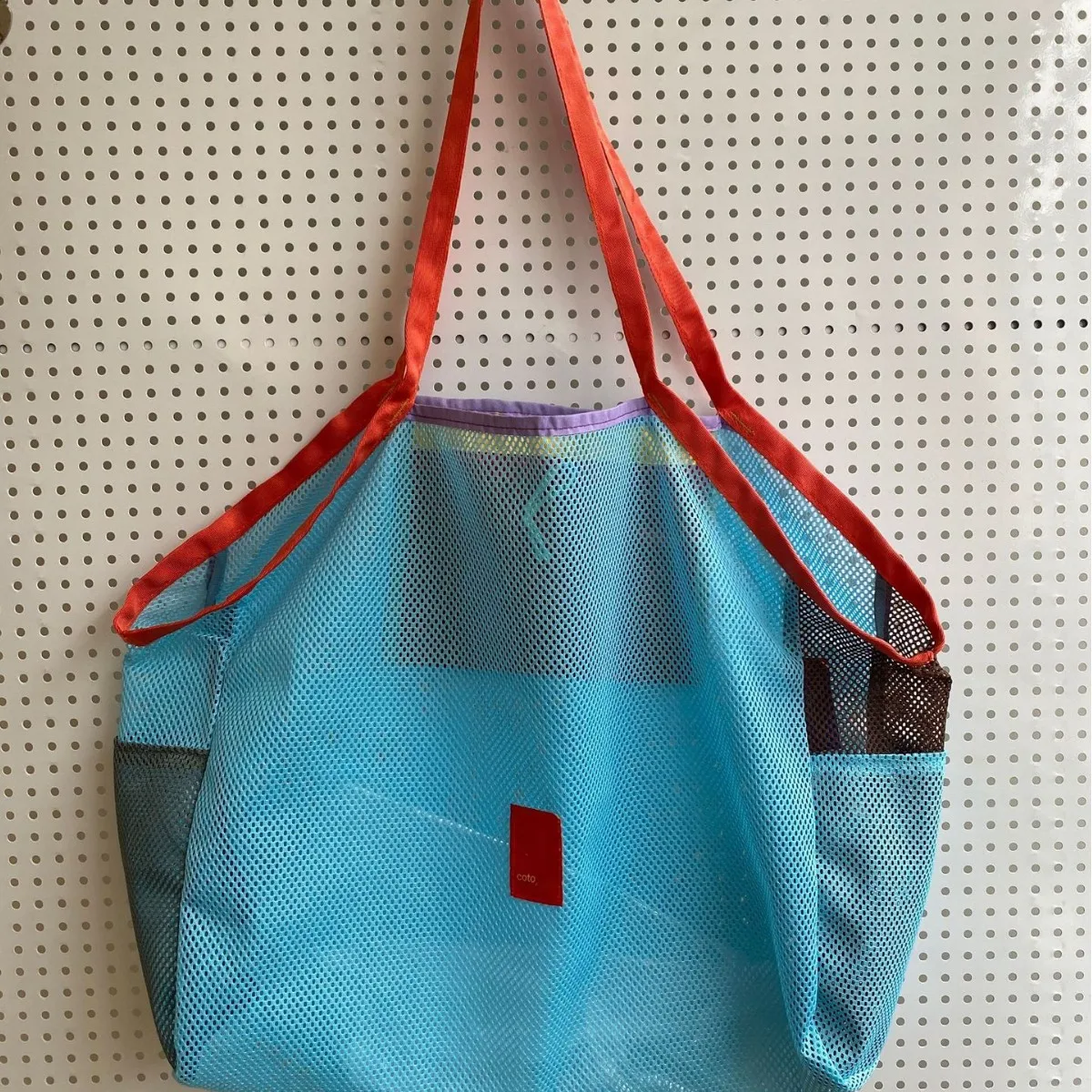 Dopamine Collision Color Tote Bag Large Capacity Hollow out Casual Trendy Women's Nylon Mesh Pocket Sand Bag