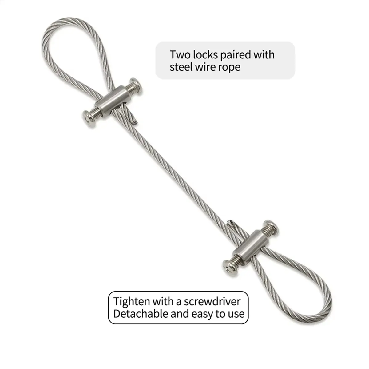 A72P 20PCS for 2/3mm Adjustable Wire Rope Clip Double Hole Cable Clamp Thread Locker Clamps Fixing Hardware Accessories