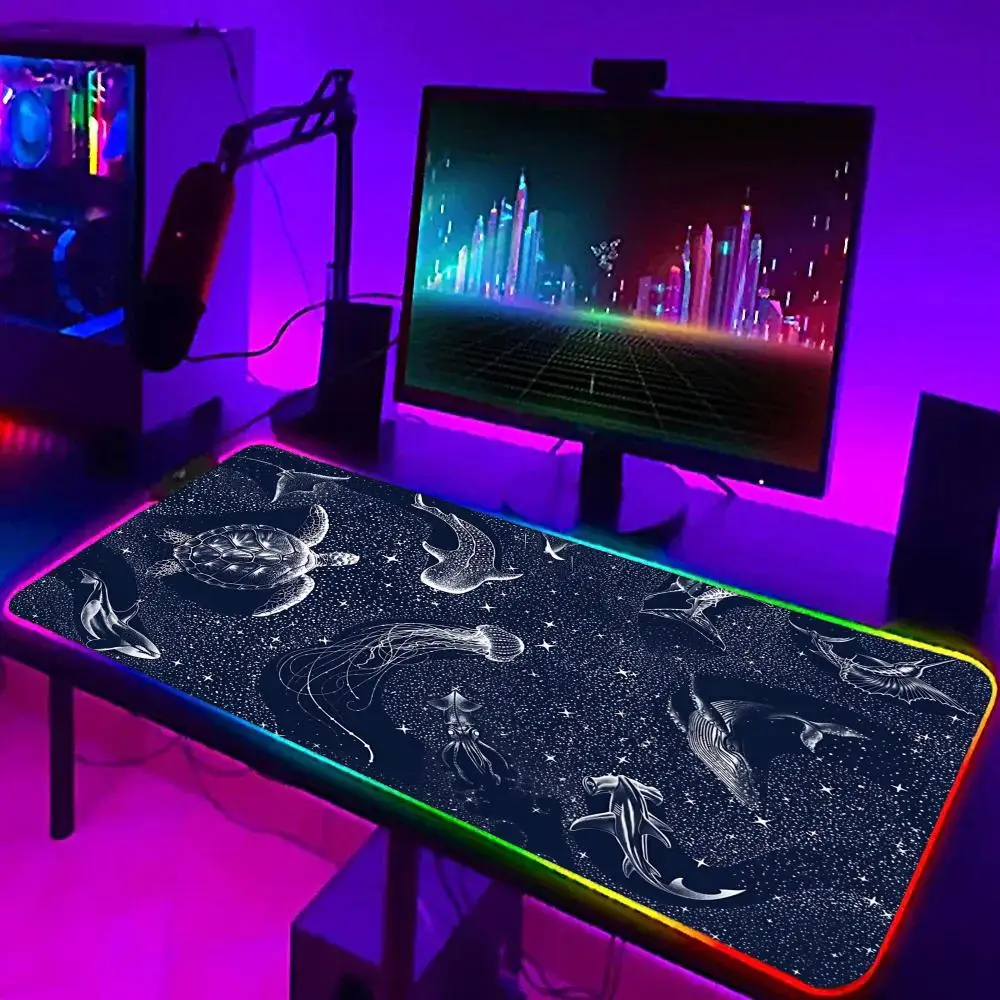 

Коврик для мыши Undersea World XXL RGB игровой коврик для мыши аксессуары для геймеров большие коврики для мыши со светодиодной подсветкой ПК компьютерный настольный коврик с подсветкой
