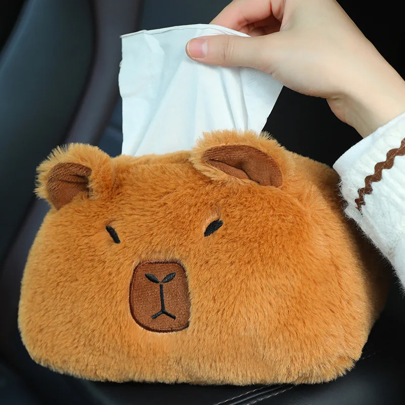 Fun Capybara Series Plush Car Pillow Tissue Box Car Headrest Shoulder Cover Combination Of Car Supplies Interior Decoration Car