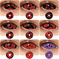 PSEYECHE 1 Pair Sharingan Contact Lenses for Eyes Halloween Cosplay Lenses 22mm Red Anime Lense Hatake Kakashi Lenses Yearly