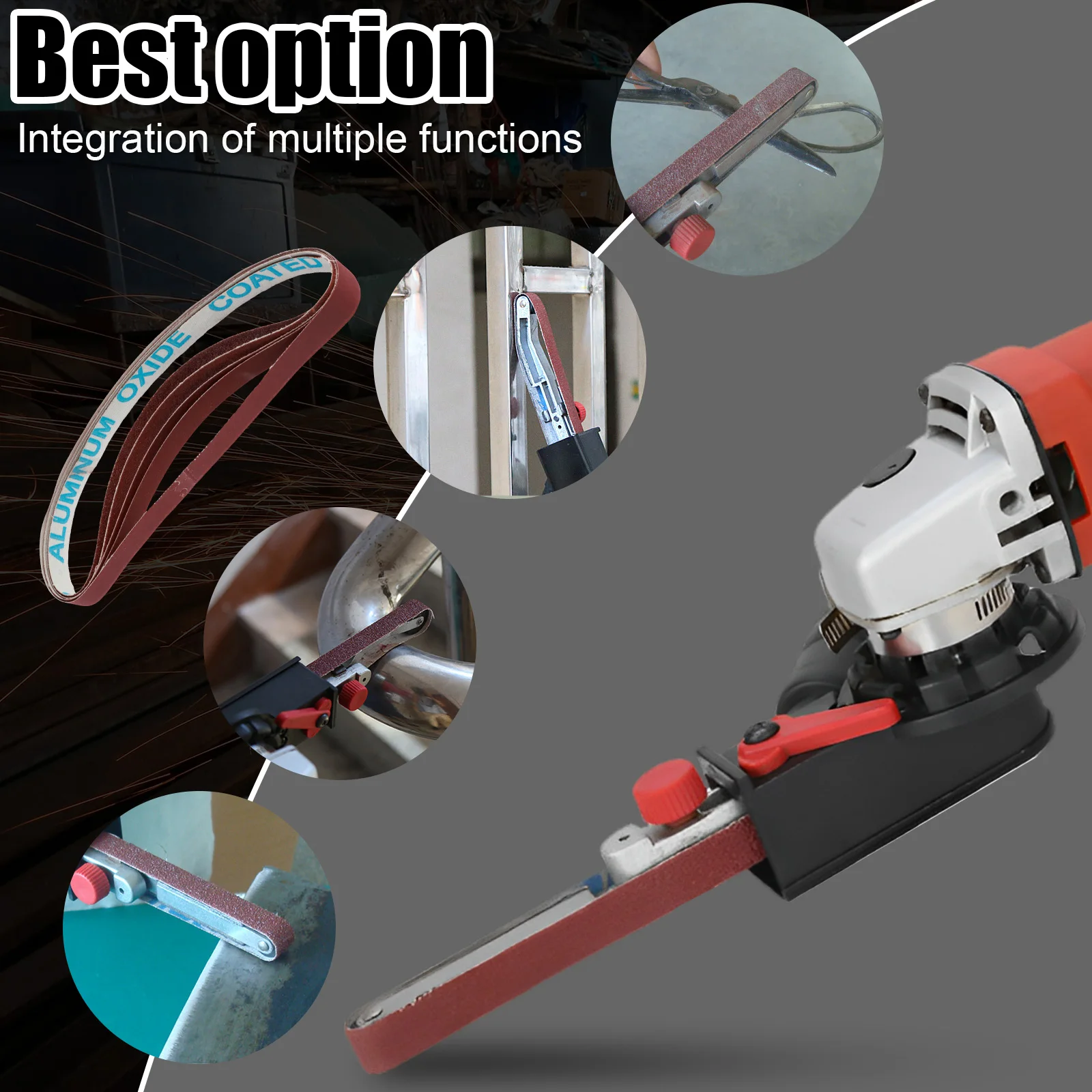 Imagem -04 - Adaptador de Lixadeira de Correia de Moedor de Ângulo M14m10 Mini Kit de Correia de Lixa Profissional Elétrica Cabeça de Lixadeira de Correia para Moagem