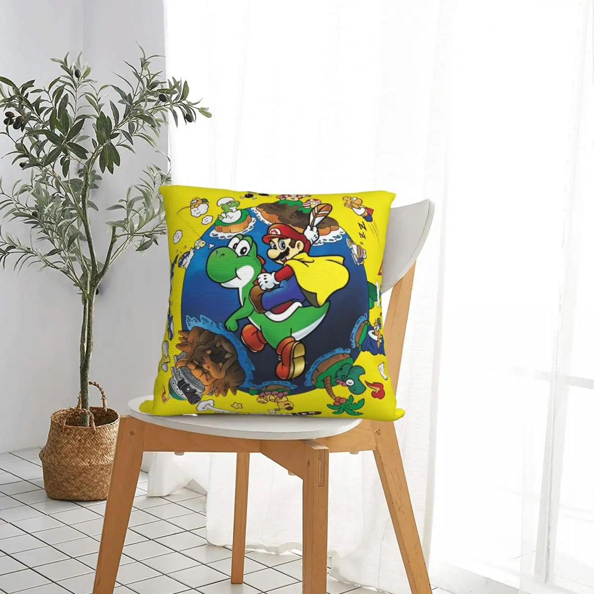 سوبر ماريوس وورلد (1990) أكياسها غطاء وسادة فائق رهيبة انغلق ديكور وسادة للسيارة 45x45 سنتيمتر #3