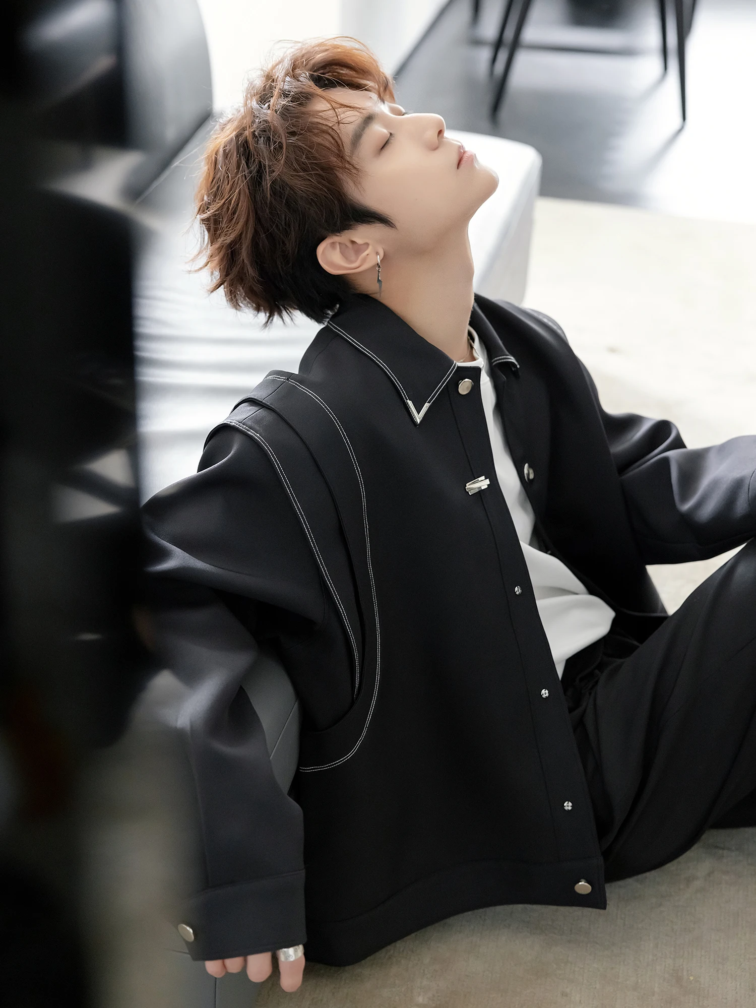 Men's Original Design Jacket Coats Men's 2025 Autumn New Stylish Tops Male Long Sleeve Solid Color Lapel Loose Trendy Chic Coats