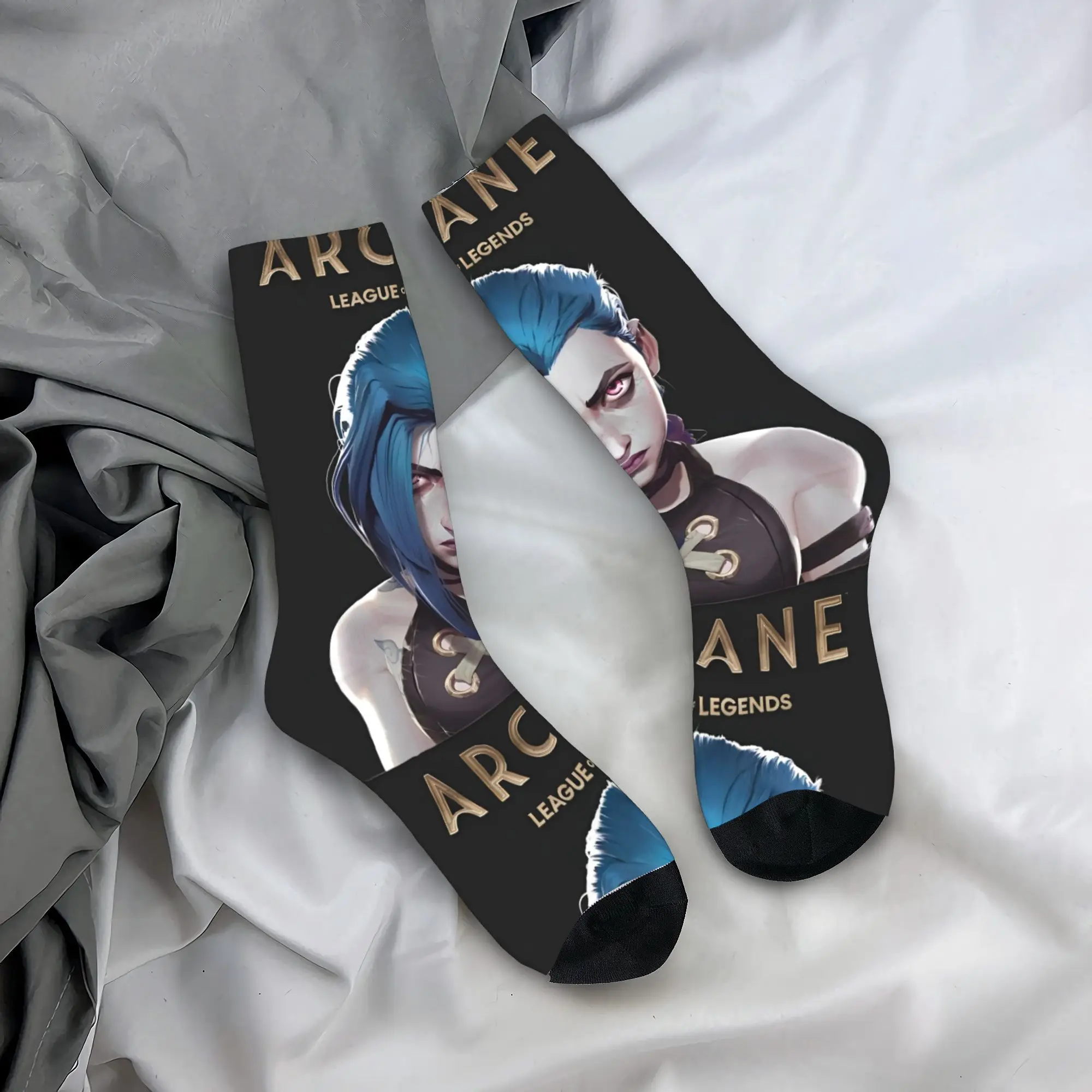 الجوارب الرجالية الجدة Jinx Arcane الموسم 2 جورب البوليستر الخيال الرسوم المتحركة الجرافيك النساء جوارب الربيع الصيف الخريف الشتاء #3