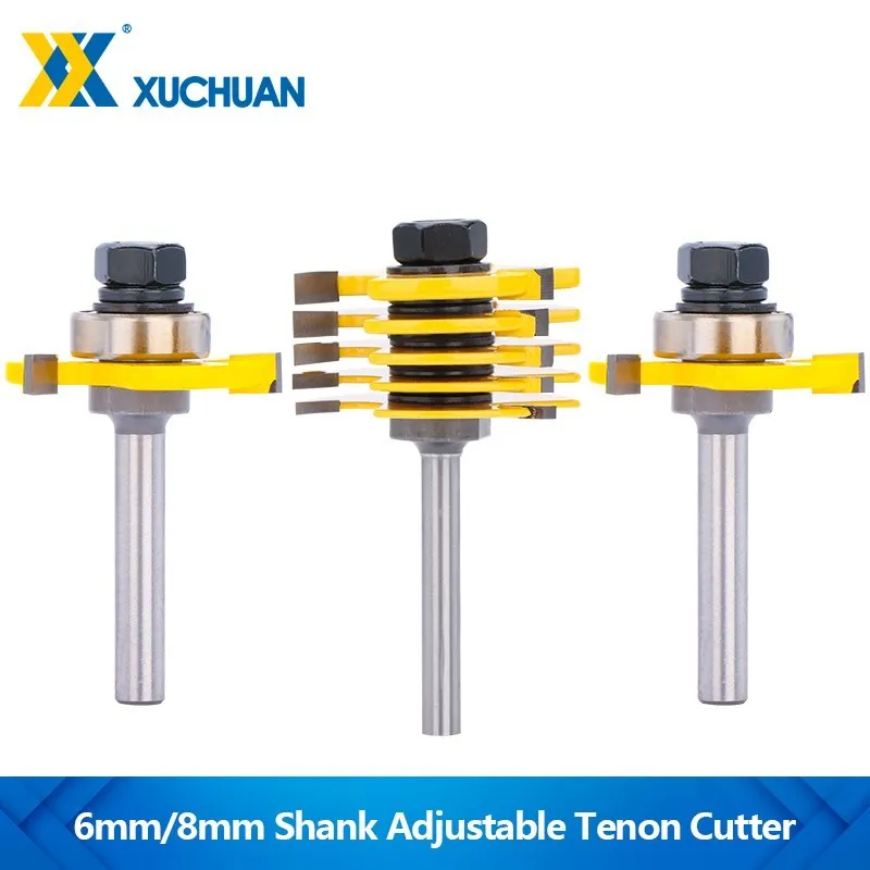 

Wood Milling Cutter 6mm/8mm Shank T Slot Tenon Cutter 2pcs Adjustable Router Bit Woodworking Cutter Tool