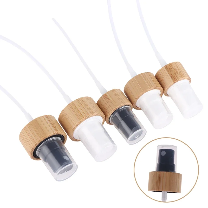 1pcs 18-410 20-410 24-410 Bamboo Plastic Skincare Packaging Bottle Pump Lids Eco Friendly Wooden Cover Lotion Caps Spray Top