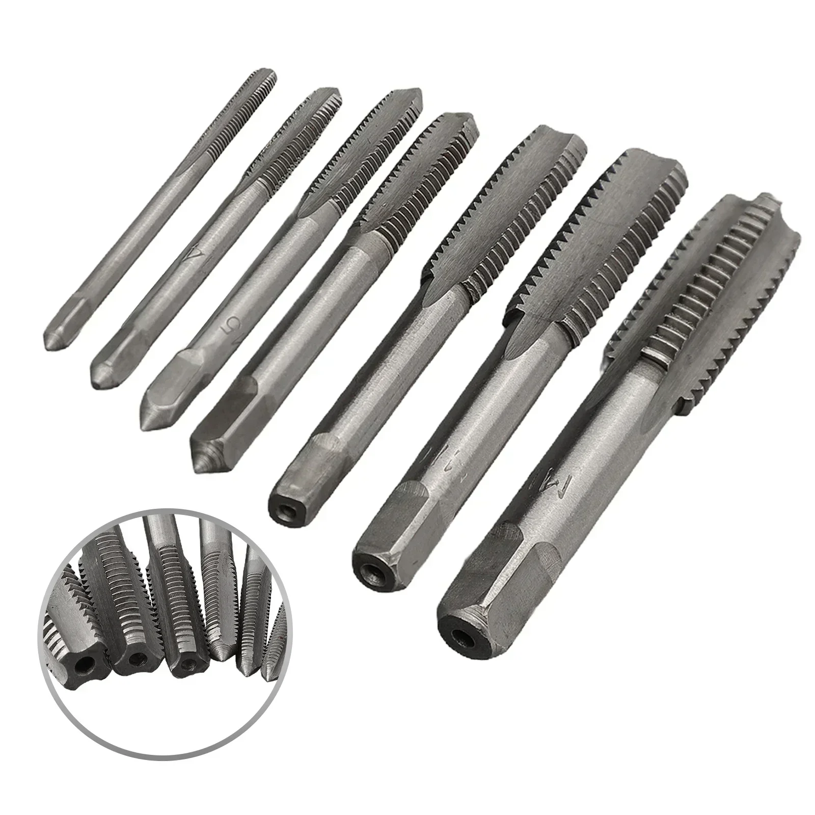 7Pcs M3-M12 HSS Metric Straight Fluted Screw Thread Tap Drill Bits Set For Cutting Outer Internal Thread Set Plug Tap