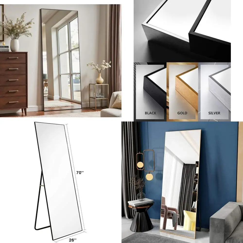 Vrijstaande spiegel over de volledige lengte 70"x26" voor gebruik in de muur of vloer - Ideaal voor slaapkamers, woonkamers en kleedkamers
